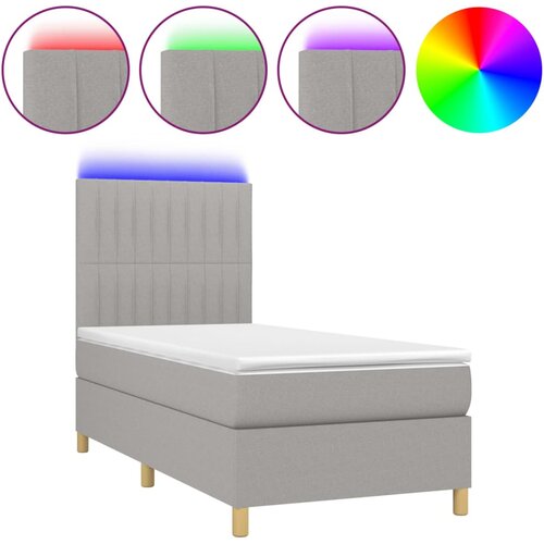 Maison Chic Box spring postelja - Vzmetna postelja z vzmetnico LED svetlo siva 90x200 cm blago SL9782, (21904224) Slike