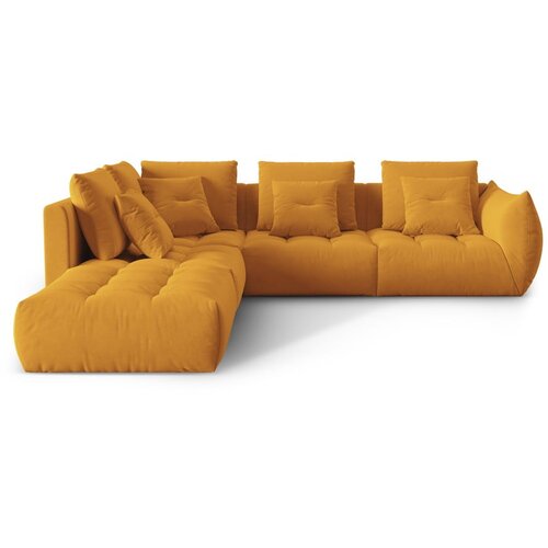 Micadoni Rumena kotna sedežna garnitura iz tkanine boucl&amp;eacute; (levi kot/v obliki črke L) Bloom &amp;ndash; Home Slike