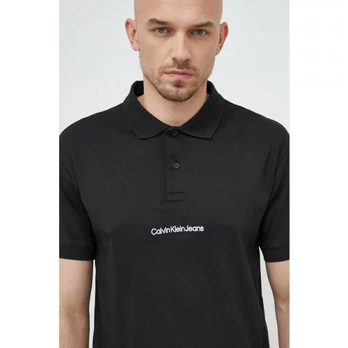 Calvin Klein Jeans Pamučna polo majica boja: crna, jednobojni model