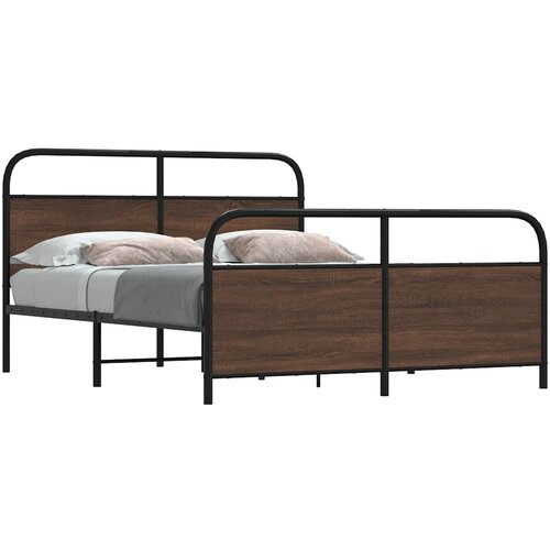 Furnova Kovinski posteljni okvir brez vzmetnice rjavi hrast 160x200 cm, (21941723) Slike