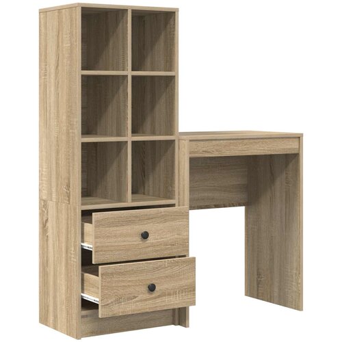  Stol s ladicama s policom s pohranom 2 pcs Sonoma hrast Slike