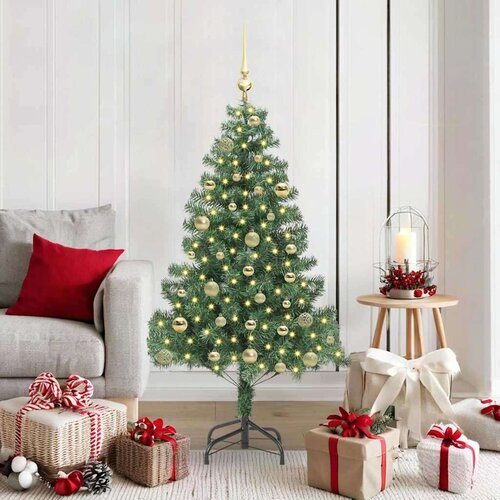 vidaXL Božično drevo med 150 LED z stojalom Zelena 150 cm PVC Cene