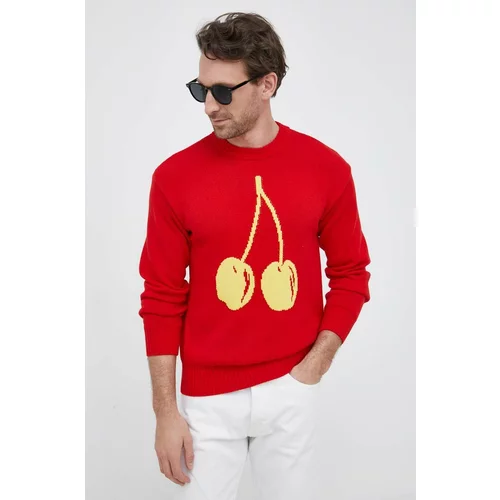United Colors Of Benetton Bombažen pulover rdeča barva