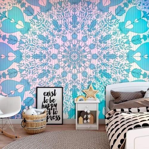 Samoljepljiva foto tapeta - Girly Mandala (Blue) 245x175 Slike