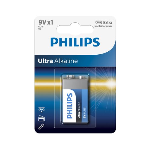 Philips 6LR61E1B/10 - Alkalijska baterija 6LR61 ULTRA ALKALINE 9V 600mAh Slike