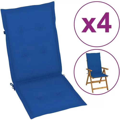 vidaXL Blazine za vrtne stole 4 kosi kraljevsko modre 120x50x3 cm