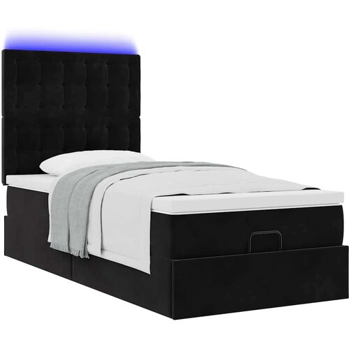 VidaXL Otomanski okvir kreveta s madracima crni 80x200cm bar&amp;scaron;unasti Slike