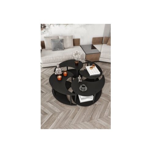 Hanah home okrugli set stolova za kafu yang 4L 70 black Slike
