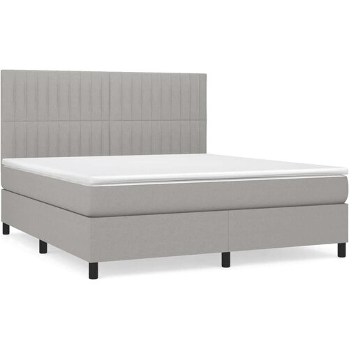  Krevet box spring s madracem svjetlosiva 160x200 cm tkanina Slike