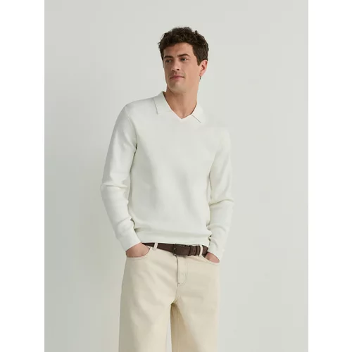 Reserved - Pamučni džemper - bijela