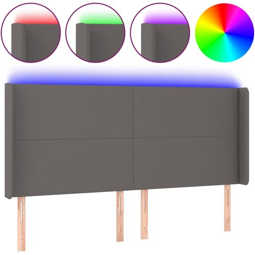 Maison Chic led posteljno vzglavje - vzglavna omarica - nočna omarica sivo 183x16x118/128 cm umetno usnje, (21713072) Slike