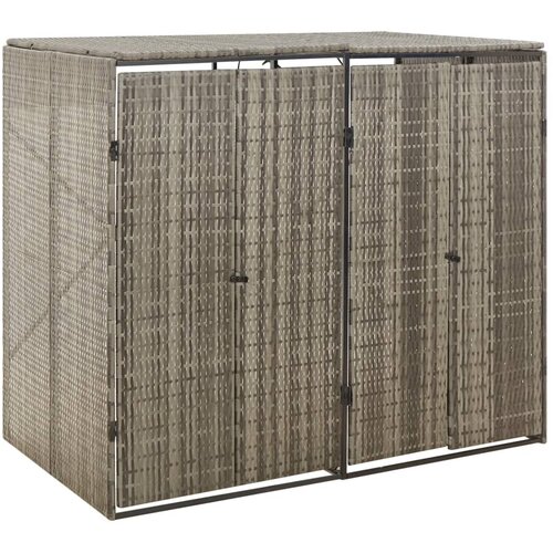 vidaXL Dvojna lopa za smetnjake siva 140x80x117 cm poli ratan Cene