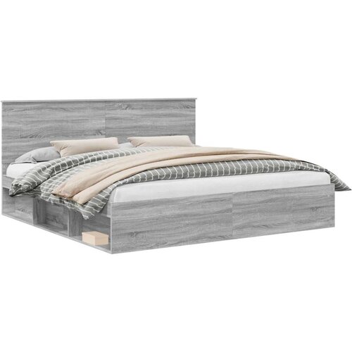  Okvir za krevet s uzglavljem Siva Sonoma 200 x 200 cm Slike
