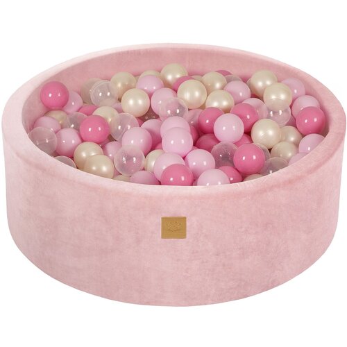 MeowBaby Bazen z žogicami, 90x30 cm z 200 žogicami, žamet, pudrasto roza: pastelno roza/roza/prozoren/biser, (21295076) Cene