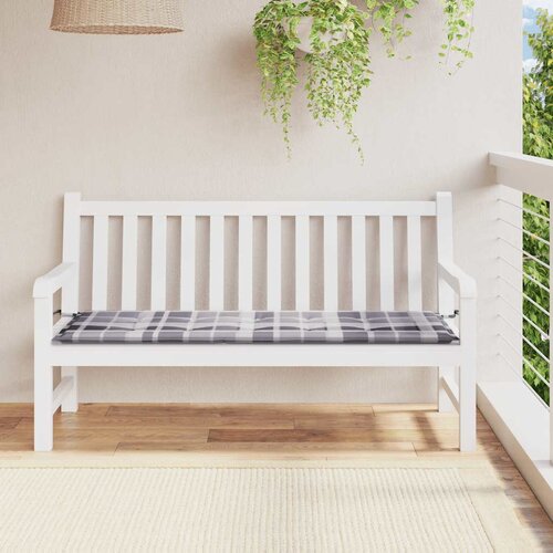  Jastuk za vrtnu klupu sivi karirani 150x50x4 cm tkanina Oxford Cijene