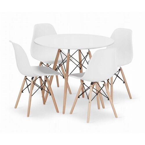 Modern Home TORINO OKRUGLI STO 80 cm WHITE + MILANO SET 4 STOLICE WHITE Slike
