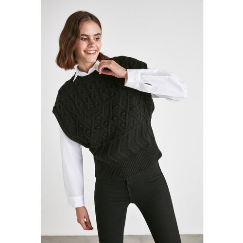 Trendyol Crni pleteni detaljni pleteni džemper Slike