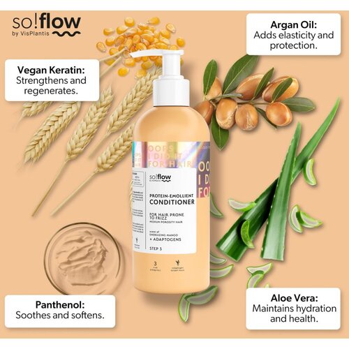 SoFlow Medium Porosity Hair Protein-Emollient Conditioner hidratantni i zaglađujući regenerator anti-frizzy 400 ml Slike
