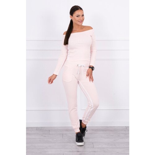 Kesi Double stripe set in powder pink Cene