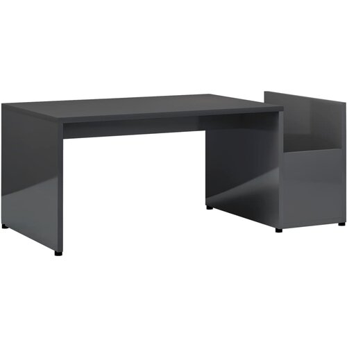 Maison Chic Klubska mizica - kavna mizica - Nizka mizica visok sijaj siva 90x45x35 cm iverna plo&amp;scaron;ča, (21752160) Slike