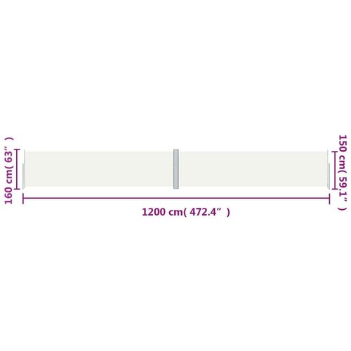 VidaXL Uvlačiva bočna tenda krem 160 x 1200 cm Slike