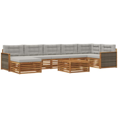  Set vanjskih sofa 8 kom. Prirodna i svjetlosiva Slike