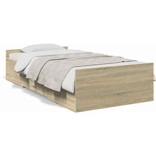  Okvir za krevet s uzglavljem boja hrasta 100x200 cm drveni