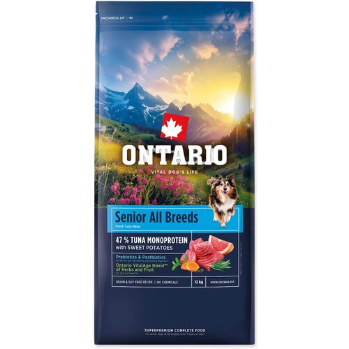 Ontario Senior All Breeds Monoprotein - tuna in sladki krompir 12 kg Cene