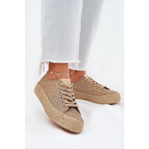 Lee Cooper Patterned Women's Platform Sneakers With Weaving Cene