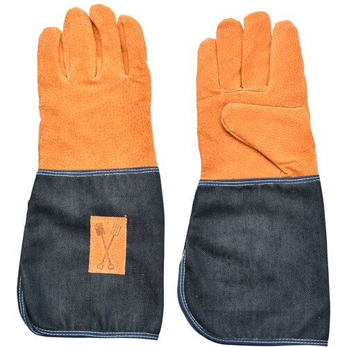 Esschert Design plavo-narančaste vrtne rukavice sa za&amp;scaron;titom za zglobove Denim Slike