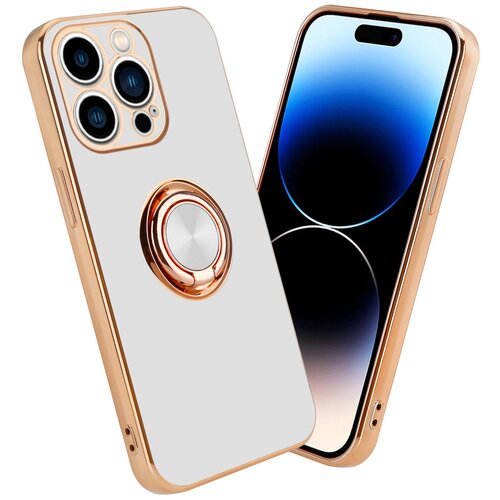 Cadorabo Ohišje, združljiv z Apple v sijajnem belem - zlatu z obročem - zaščitni pokrov iz fleksibilnega silikona TPU, z zaščito pred kamero in držalom magnetnega avtomobila, (20556339) Cene