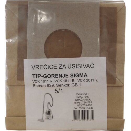  SAALPAK VREĆICE ZA USISIVAČ 5/1 BOMAN 929, SIGMA Cijene