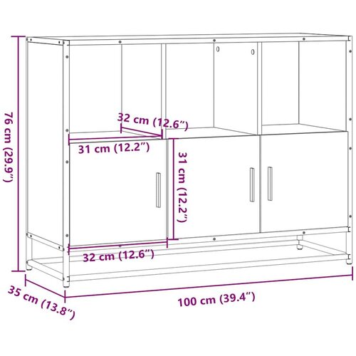 VidaXL Komoda dimljeni hrast 100x35x76 cm konstruirano drvo Slike