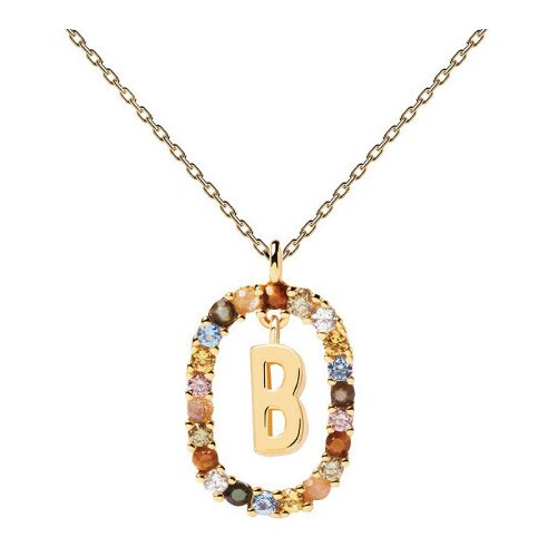 Ženska pd paola letter b zlatna ogrlica sa pozlatom 18k ( co01-261-u ) Slike