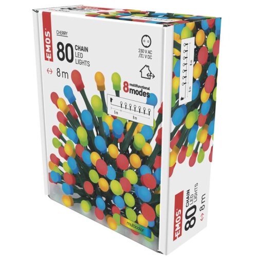 Emos LED svetlosni lanac - cherry 80 LED 8 m spolja&scaron;nji i unutra&scaron;nji multicolor MF programi Cene