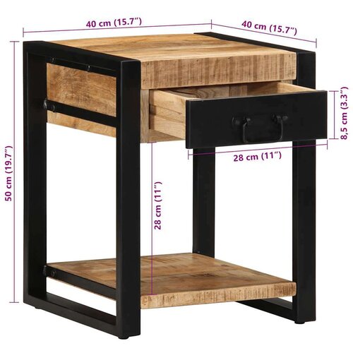 VidaXL Pomoćni stol 40x40x50 cm Puno grubo drvo Mango Slike