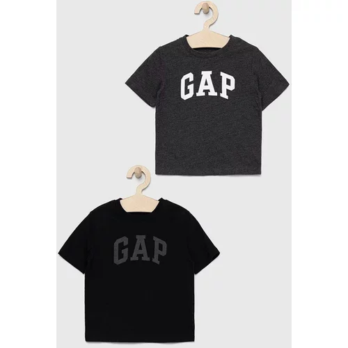 GAP Dječja pamučna majica kratkih rukava 2-pack boja: crna, s tiskom