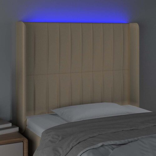  LED uzglavlje krem 93 x 16 x 118/128 cm od tkanine Slike