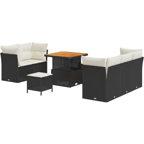  Garnitura za vrt s 8 komada s jastučićima crni poli ratan akacija  Garnitura za vrt od 3 komada s jastučićima crni poli ratan ak Cijene