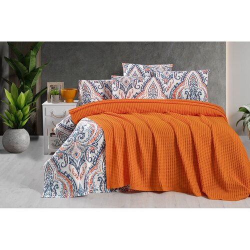 Mila Home Oranžno bombažno pregrinjalo 220x240 cm Waffle – Cene