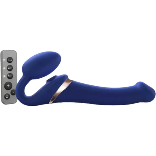 Strap-On-Me M - vibrator sa zračnim valovima koji se pričvršćuje - srednji (plavi)