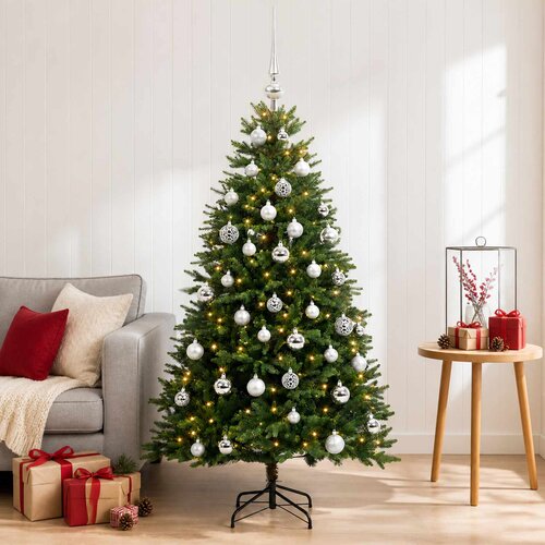  Umjetno božićno drvce s kuglicama 150 cm 150 LED lampica Slike