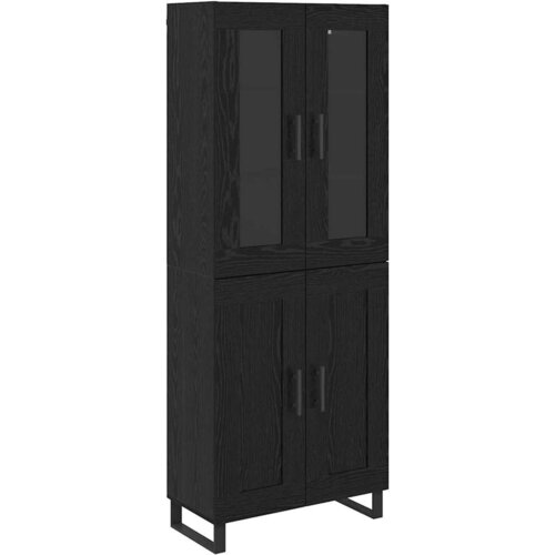 vidaXL Visok predalnik 2 pcs Črna Orehovina Inženirski les in steklo, (5000108540) Cene