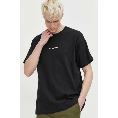 Volcom Pamučna majica za muškarce, boja: crna, s aplikacijom