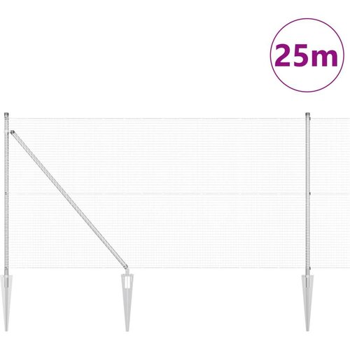 VidaXL Set stupova ograde Set od 2 Pocinčani čelik 25 x 1 m Čvrst Slike