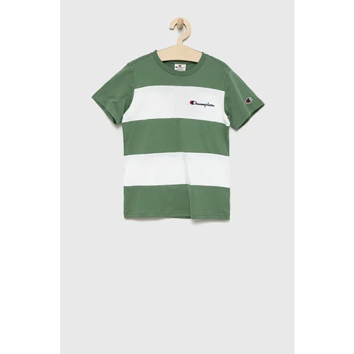 Champion Dječja pamučna majica kratkih rukava boja: zelena, s aplikacijom