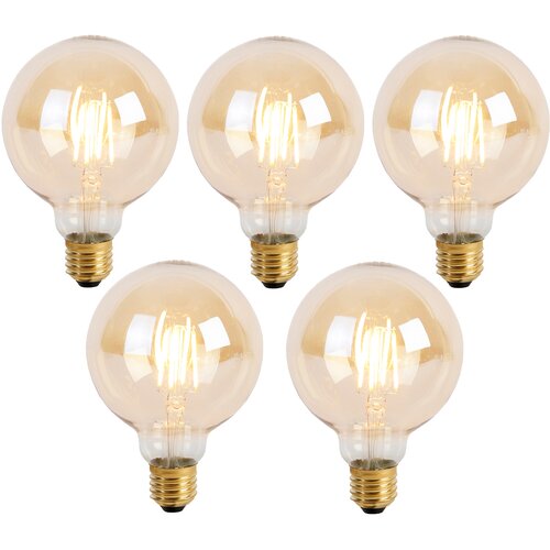 LUEDD Komplet 5 zatemljivih LED žarnic E27 s 3 stopnjami zatemnitve G95 Goldline 5W 530lm 2200K Cene