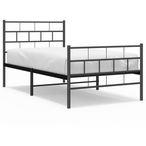 vidaXL Kovinski posteljni okvir z vzglavjem in vznožjem črn 100x200 cm, (20906985) Cene