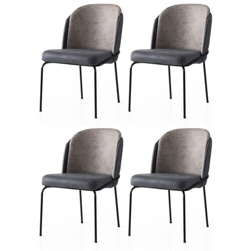 Hanah home Dore - 168 V4 GoldAnthracithe Chair Set (4 Pieces) Cene