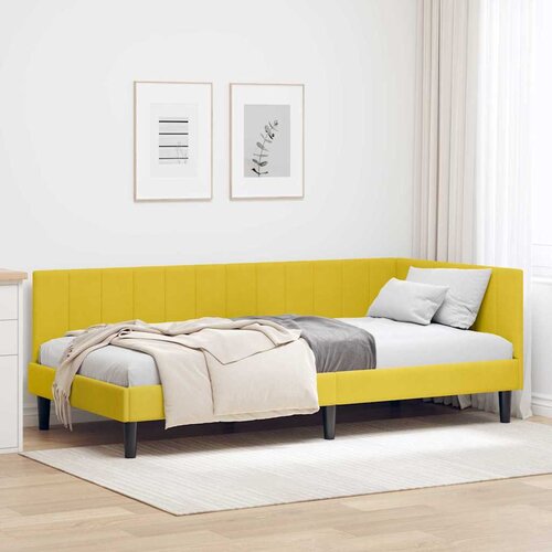 vidaXL Kutni okvir kreveta s uzglavljem Žuta 90 x 200 cm Baršun Cene
